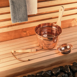 Hand-Hammered Large Copper Sauna Bucket & Ladle Set – 5L Capacity (Big Size)