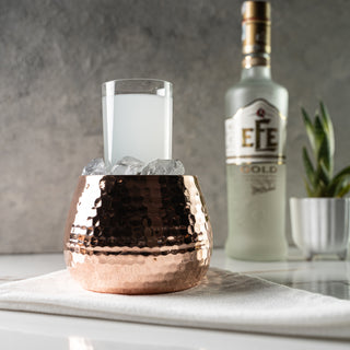 Copper ice bowl, hammered copper cooler, raki glass holder, whiskey chiller, elegant drinkware, handcrafted copper bowl, artisan drink chiller, premium cocktail cooler, Turkish raki set, copper serving dish, luxury tableware,