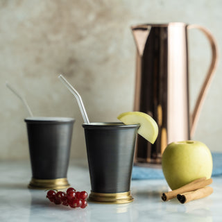 Set of Two Dark Copper Tumblers with Brass Accents – 400ml