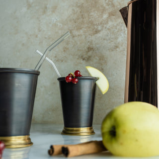 Set of Two Dark Copper Tumblers with Brass Accents – 400ml