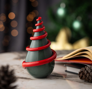 Hand-Blown Glass Christmas Tree Sculpture – Forest Spiral Design