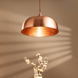 Handmade Dark Copper Dome Pendant Light with Customizable Accessories