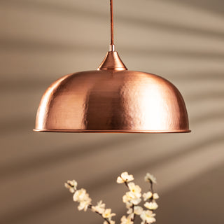 Handmade Dark Copper Dome Pendant Light with Customizable Accessories