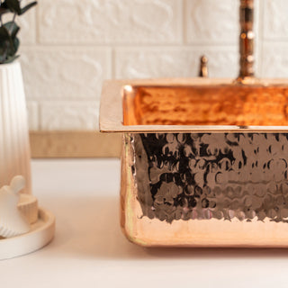 Handmade Hammered Copper Undermount Kitchen Sink – Farmhouse Style with Drain Cap