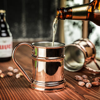 Handcrafted Copper Beer Tankards – Set Of Two, Copper Glasses Collection