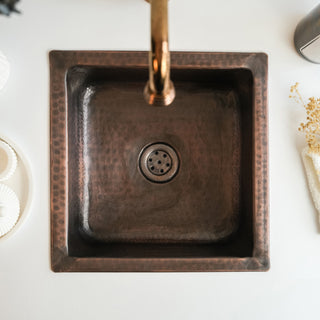 Copper Undermount Kitchen Sink | Handmade Hammered Farmhouse Copper Sink *Drain Cap Included*