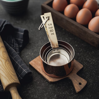 Handmade Solid Copper Measuring Cups – Set of Four with Engraved Measurements