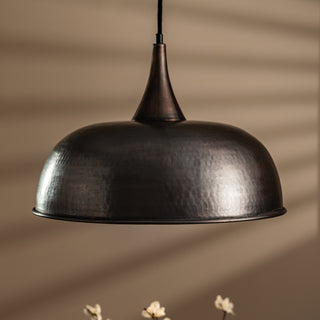 Complete Set – Handmade Dark Copper Dome Pendant Light with Customizable Accessories