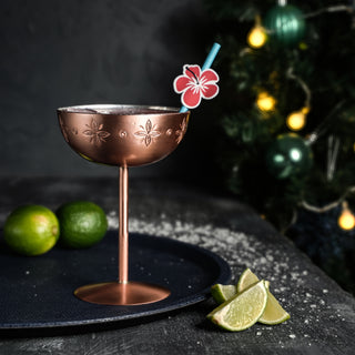 Handcrafted Copper Cocktail Goblet with Ethnic Patterns -  Copper Glasses Collection