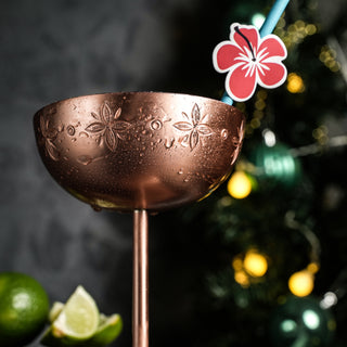 Handcrafted Copper Cocktail Goblet with Ethnic Patterns -  Copper Glasses Collection