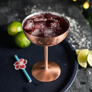 Handcrafted Copper Cocktail Goblet with Ethnic Patterns -  Copper Glasses Collection