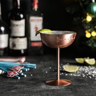 Handcrafted Copper Cocktail Goblet with Ethnic Patterns -  Copper Glasses Collection