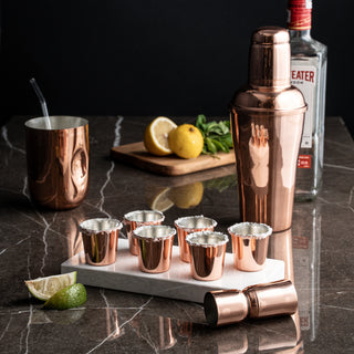 Set Of Six Handcrafted Copper Shot Glasses