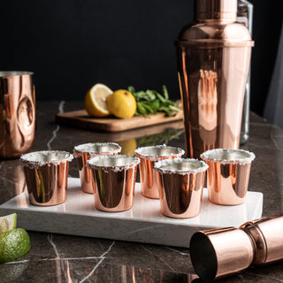 Set Of Six Handcrafted Copper Shot Glasses