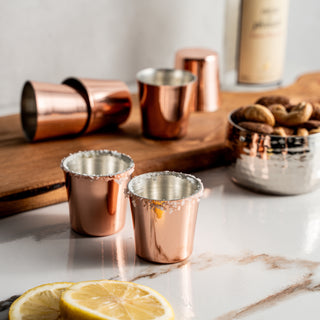 Set Of Six Handcrafted Copper Shot Glasses