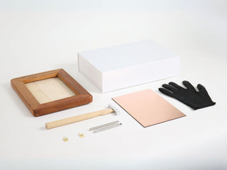 Kupferstichkunst, komplettes DIY-Set mit Rahmen | Kupferstich, gerahmtes Kunstgeschenk aus Holz – 200 x 260 mm