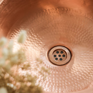 Engraved Solid Copper Vessel Sink | Handmade Farmhouse Dark Copper Washbasin Vanity Vessel Sink | *Drain Cap Included*