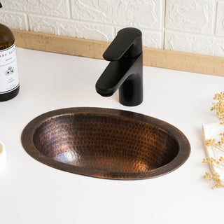 Oval Copper Drop-In Kitchen Sink | Handmade Copper Vessel Sink *Drain Cap Included*