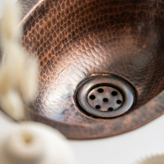 Oval Dark Copper Drop-in Sink | Handmade Copper Undermount Kitchen & Bathroom Sink *Drain Cap Included*