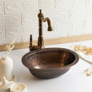 Oval Copper Drop-In Kitchen Sink | Handmade Copper Vessel Sink *Drain Cap Included*