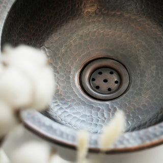 Lavello rotondo da cucina e bagno in rame massiccio | Lavello da incasso/sottotop fatto a mano in stile rustico