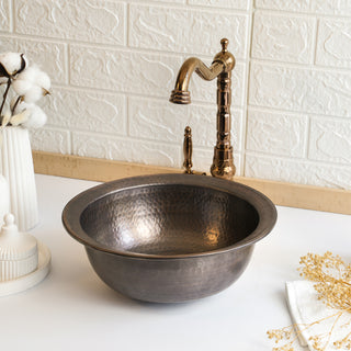 Round Solid Copper Kitchen and Bathroom Sink | Handmade Farmhouse Drop-in / Undermount Sink