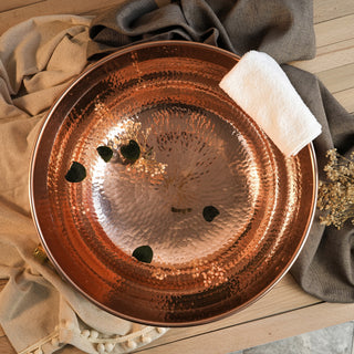 Handmade Dark Copper Pedicure Bowl Foot Soaking Bath | Copper Relaxing Basin Spa Foot Warming | 100% Solid Copper