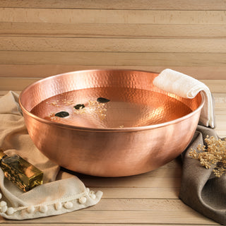 Handmade Dark Copper Pedicure Bowl – Luxurious Foot Soaking Bath & Spa Basin