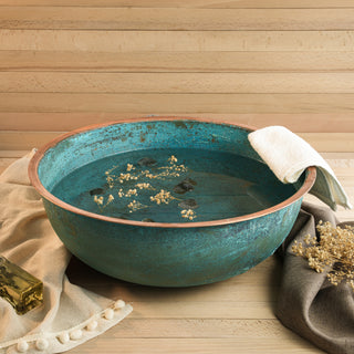 Bagno per pedicure in ciotola per pedicure in rame scuro fatto a mano | Riscaldamento dei piedi della spa con bacino rilassante in rame | Rame massiccio al 100%.