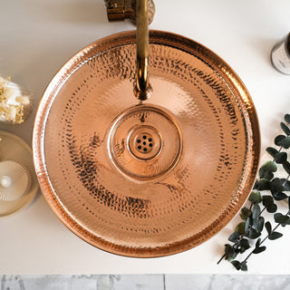 Handmade Copper Vanity Vessel Sink | Hammered Solid Copper Bathroom and Kitchen Sink | *Drain Cap Included*