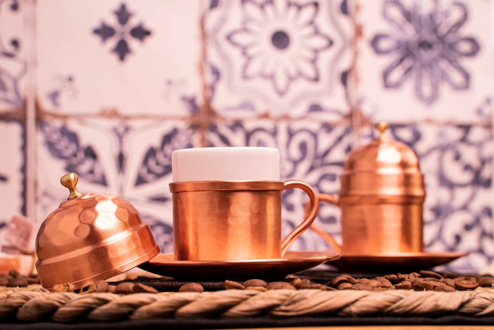 Copper Turkish Coffee Espresso Serving Set Authentic Coffee Cup